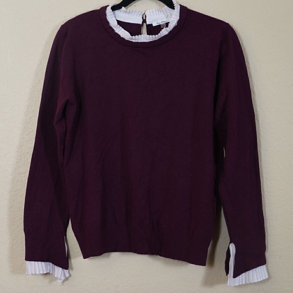 VILA MILANO Womens Size XL Top Pleated Collar Sweater Long Sleeve Wool Blend